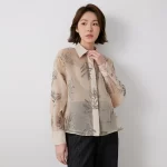 Pop K3014W Luxury Lapel 100% Silk Blouse Embroidery Sequin Advanced Ready To Wear Clothing - Image 3