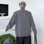 LUZHEN Original Buttoned Decorate Double Zipper Design Knitted Cardigan Men's 2025 New High Quality Stand Neck Sweater JY4422 - Image 3