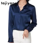 TAJIYANE 93% Mulberry Silk Blouse Elegant Office Wear Woman Shirt 16 Colors Long Sleeve Summer Tops 2025 Women Clothing Блузка