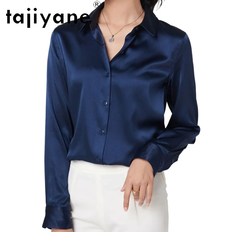 kf-S7ca80dc24cfa4f0a9ec24e375b4fbca2U TAJIYANE 93% Mulberry Silk Blouse Elegant Office Wear Woman Shirt 16 Colors Long Sleeve Summer Tops 2025 Women Clothing Блузка - Image 1