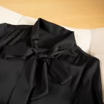 Winsleter- 93% Silk Elegant Shirt For Women, Long Sleeve Lace-up, French Temperament Party Black Blouse, 2025 Spring T4D616CC - Image 3