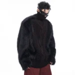 LUZHEN Imitation Fur Patchwork High Neck Sweater Autumn Winter Thick Velvet Lining Scrawl High End Street Wave Knit Tops LZ8047 - Image 2