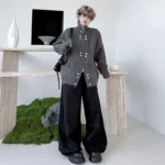 LUZHEN Original Buttoned Decorate Double Zipper Design Knitted Cardigan Men's 2025 New High Quality Stand Neck Sweater JY4422 - Image 6