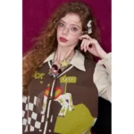 ELFSACK Women Knit Cardigan 2026 Winter Lapel Shirt V-Neck Vest Puff Sleeve Cartoon Print Casual Knit Top - Image 4