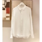 Spring and Summer Silk Shirts Thickened 40MM Silk Shirts White Commuting Silk Shirts WOMEN 100% Mulberry Silk Blouse - Image 5