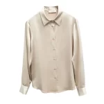 Women's French Style High Quality 40 MM Heavy Office Lady Solid Satin Silk Long Sleeve Shirt Ladies' Blouse - Image 5