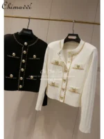 Women's Short Slim-fit Sweater Chain Gold Buckle Jacket Autumn and Winter New Fashion Loose Elegant Women's Knitted Cardigan - Image 2